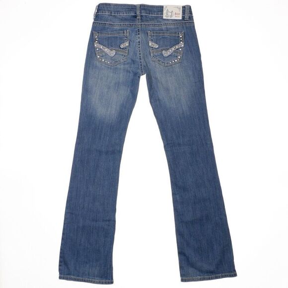 Baker Street Bootcut Jeans Juniors 5 Embellished Blue Denim Stretch 28x31.5 - Picture 3 of 12